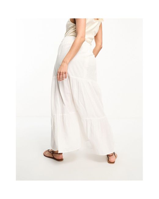 Falda larga blanca con lazada en la cintura Vero Moda de color White