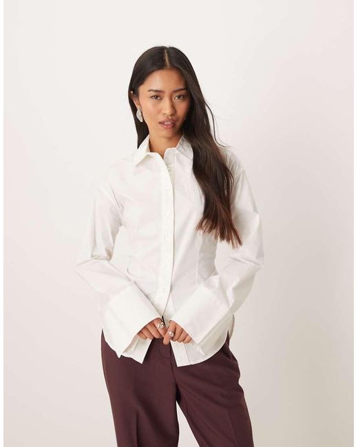 Gina Tricot White Cinched Waist Shirt