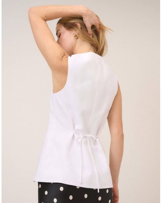 Nobody's Child Natural Linen-Blend Tailored Longline Waistcoat