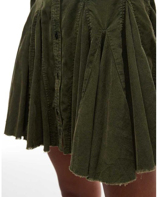 ASOS Green Cord Shirt Dress With Nipped