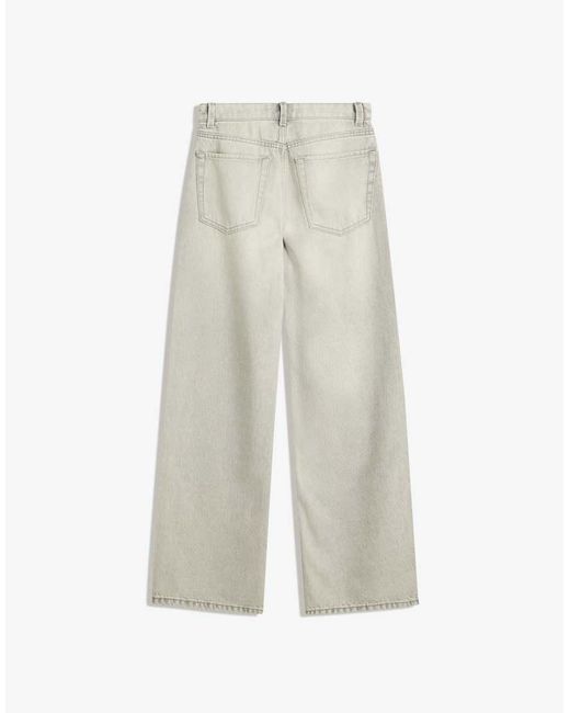 Bershka Gray Straight Wide-leg Jeans