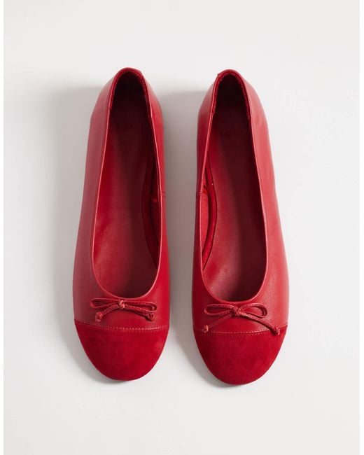 Mango Red Bow Detail Ballet Flat