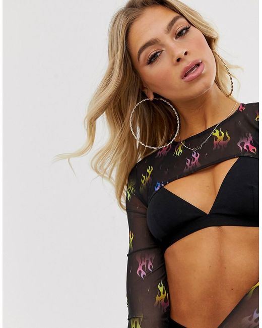 ASOS Super Crop Mesh Top in Black Lyst