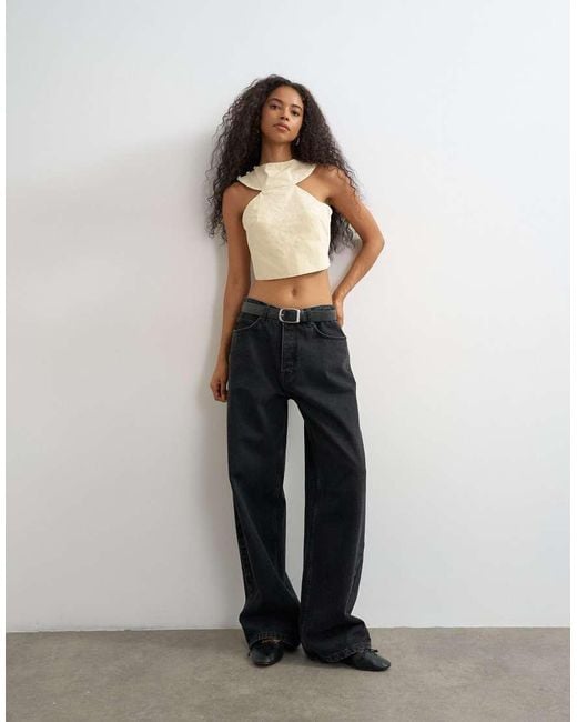 TOPSHOP Black 90s Cutaway Top