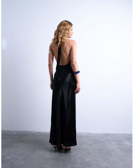 TOPSHOP Blue Halter Maxi Dress