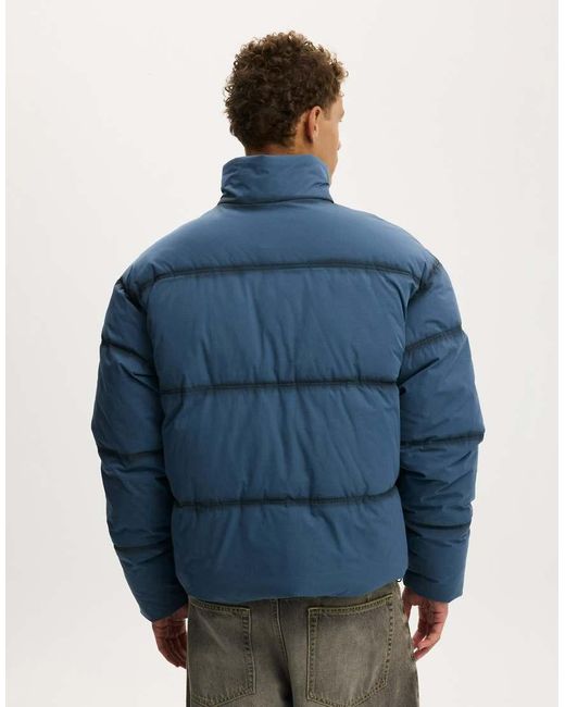Cotton On Blue Puffer Jacket for men
