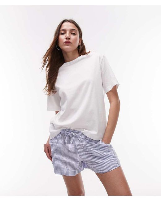 Mango Purple Cotton T-shirt And Seersucker Short Pyjama Set