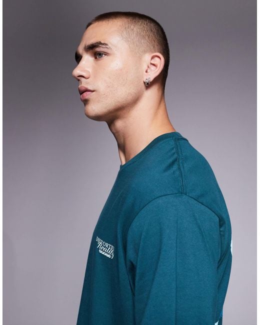 ADPT Blue Oversized T-shirt With Back Graphic for men