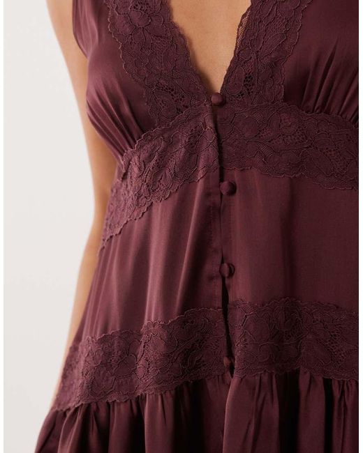 Miss Selfridge Red Boho Satin Lace Insert Hanky Hem Mini Dress