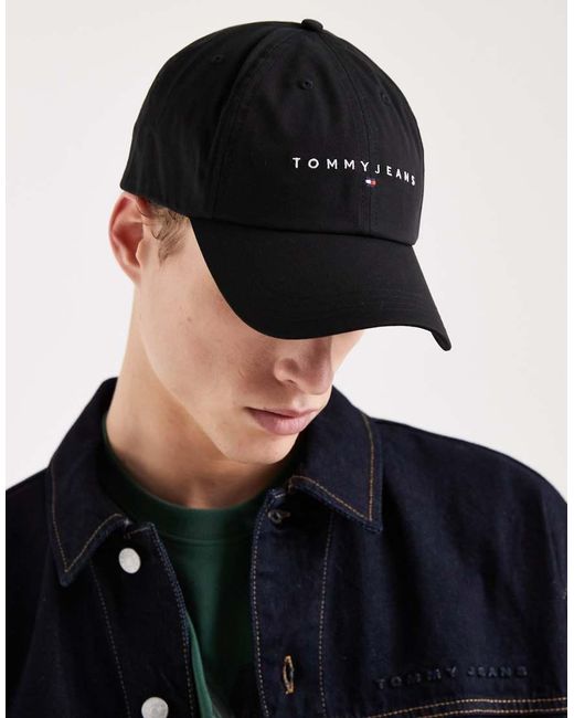 Tommy Hilfiger Black Linear Logo Cap for men
