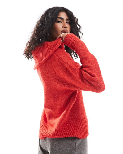 JJXX Red Half Zip Knitted Jumper