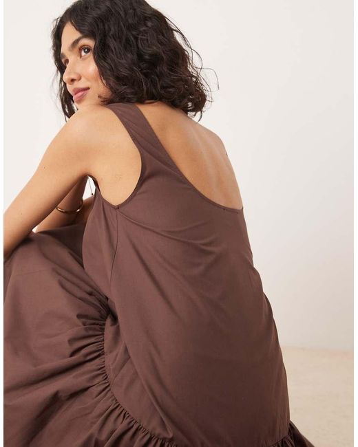 Vestido Largo Marrón Con Cintura Baja De Algodón De ASOS de color Brown
