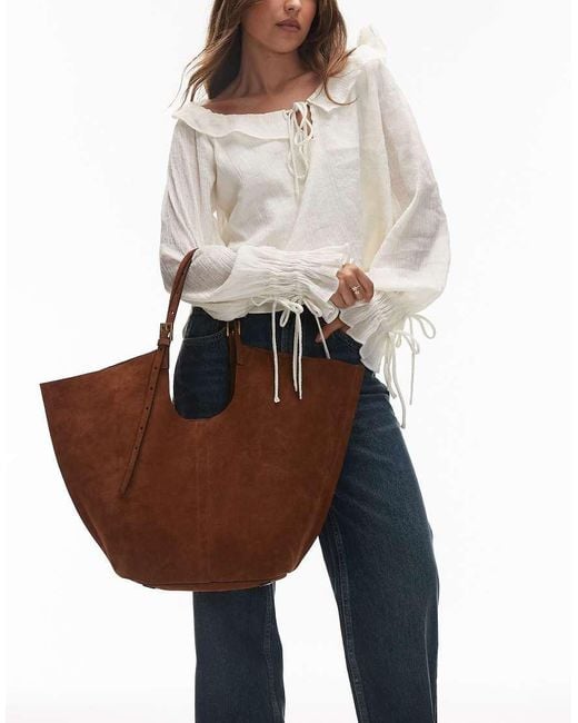AllSaints White Ara Suede Tote Bag