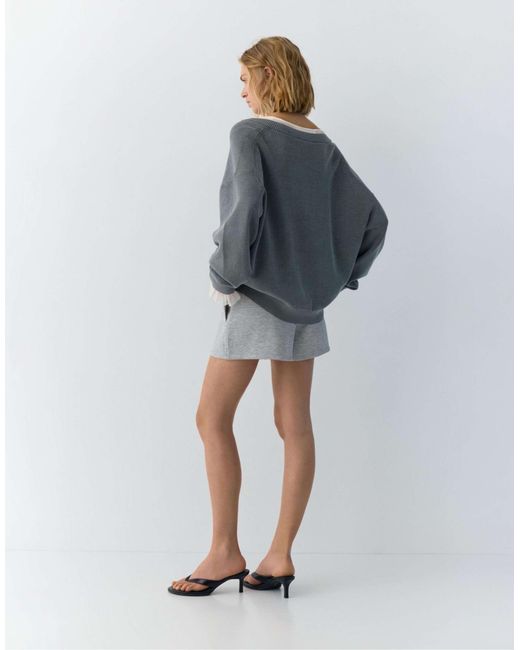 Pull à col v - -bleu Pull&Bear en coloris Gray