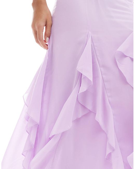 Robe mi-longue à volants et godets - lilas ASOS en coloris Purple