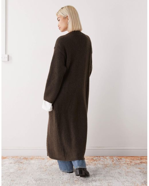 Monki Brown Chunky Maxi Cardigan