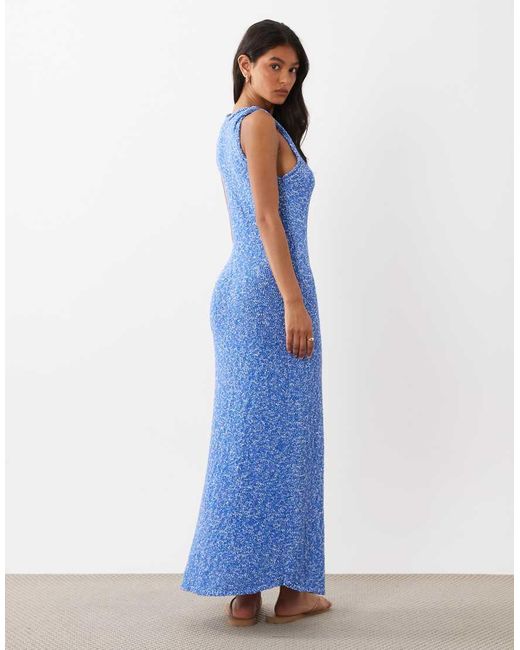 ASOS Blue Slub Racer Maxi Dress