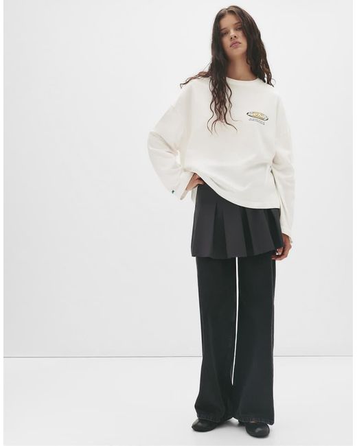 T-Shirt Bianca Con Grafica A Scritta Ghiaccio di Pull&Bear in White