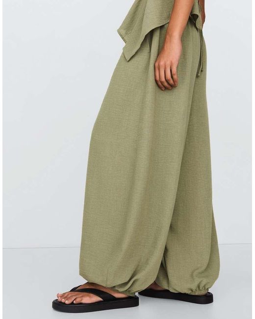 Bershka Green Rustic Sarouel Trousers
