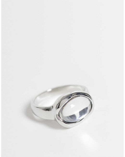 ASOS White Ring With Clear Stone-setting