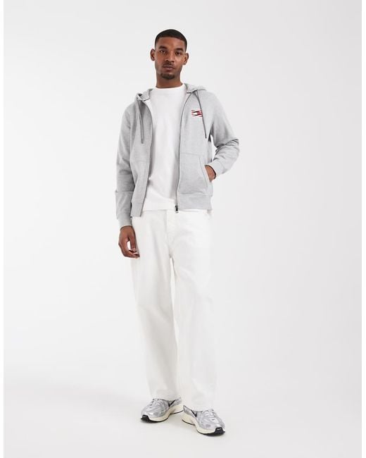 Tommy Hilfiger Gray Flag Zip Through Hoodie for men