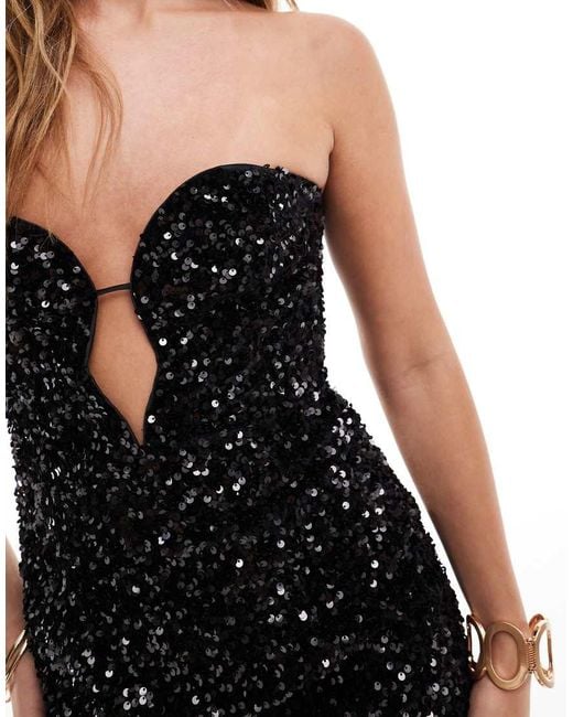 Bardot Black Velvet Sequin Mini Dress