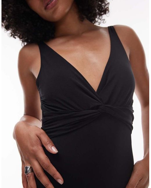 & Other Stories Black Plunge Swimsuit With Twist Front And Removeable Straps
