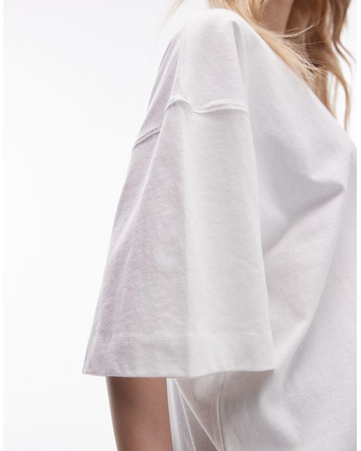 T-shirt oversize à épaules tombantes Topshop Unique en coloris White