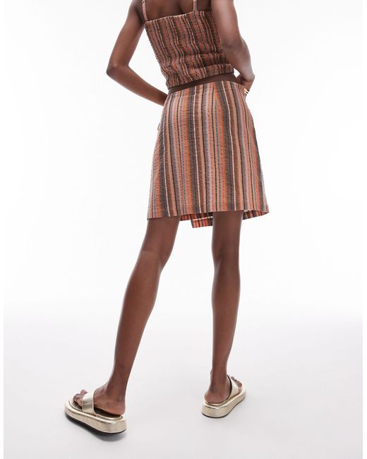 TOPSHOP Brown Textured Wrap Beach Skirt