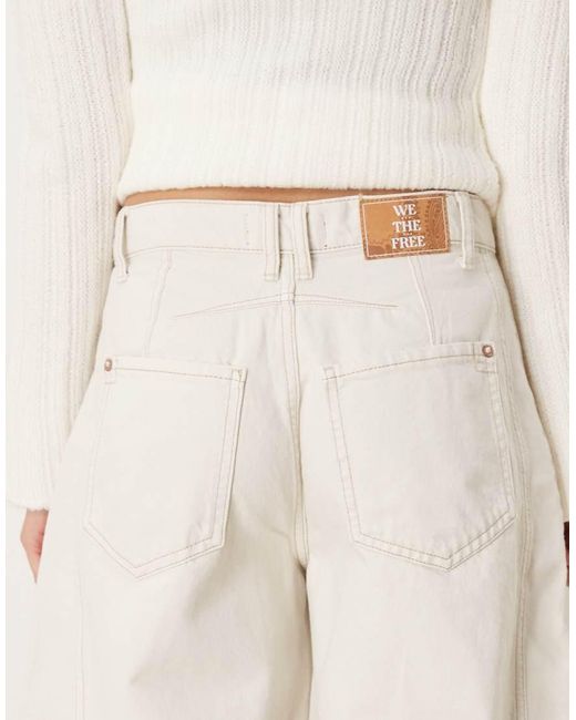 Free People Natural Good Luck Mid Rise Barrel Leg Jeans