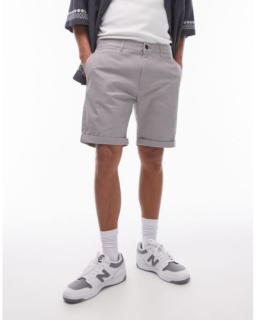Topman Gray Skinny Chino Shorts for men