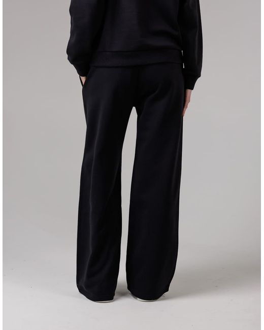 French Connection Black Cotton Blend Elasticated Wide Leg Joggers