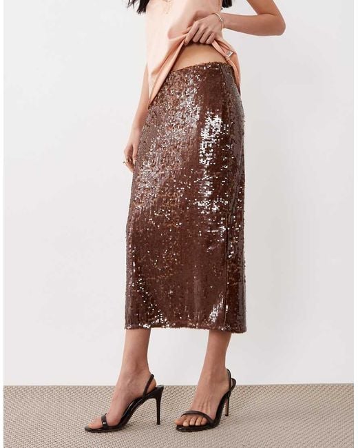 Mango Black Sequin Knee Length Skirt