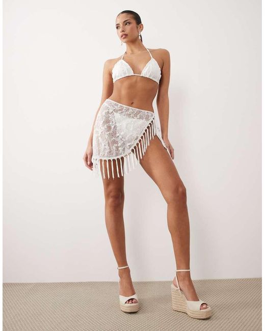 South Beach Natural Glitter Lace Sarong