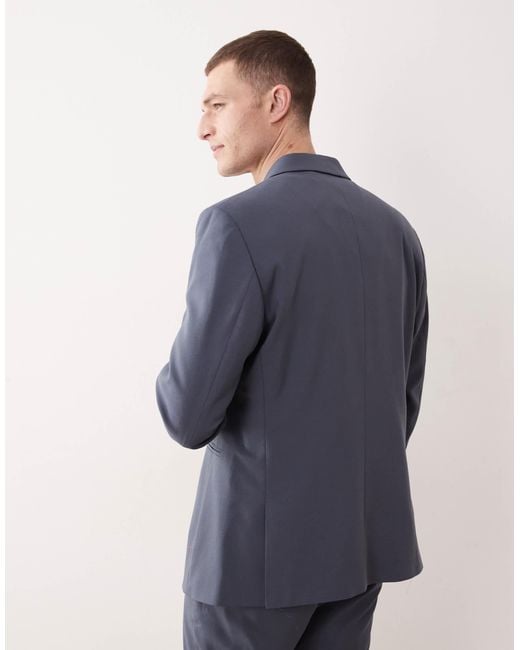 ASOS Blue Double Breasted Regular Suit Jacket for men