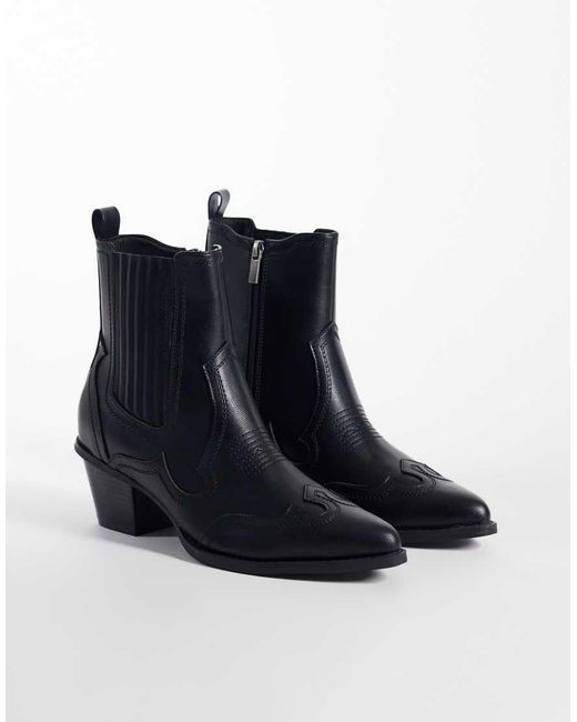 ASOS Blue Western Chelsea Boots With Cuban Heel for men
