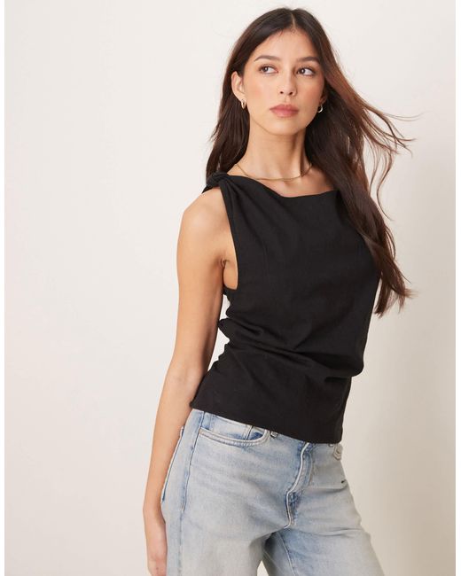 Free People Natural Kaylor Linen Backless Shift Top