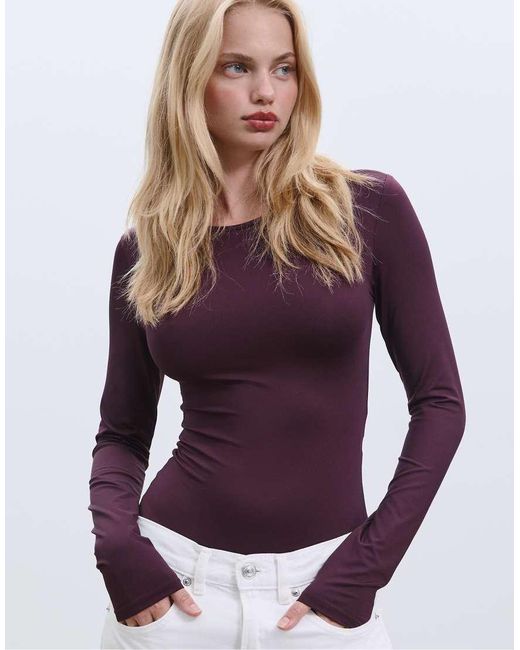 Stradivarius Body Van Polyamide Met Lange Mouwen in het Purple