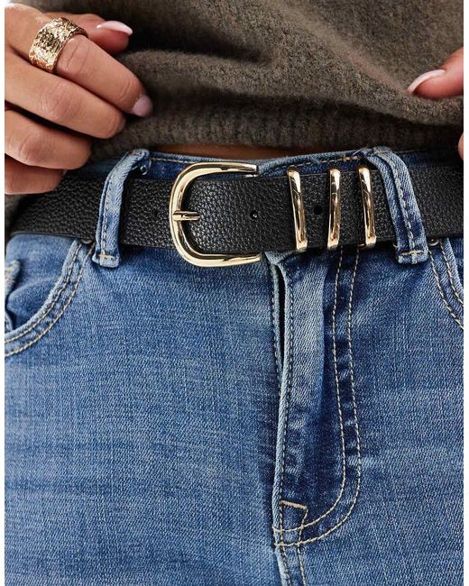ONLY Blue Faux Leather Jeans Belt With Buckle