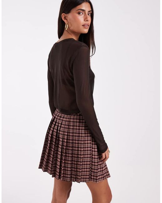 Vero Moda Brown Sheer Long Sleeve Mesh Top