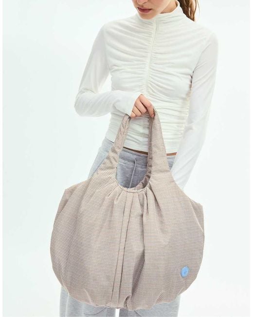 Stradivarius Gray Quilted Maxi Bag