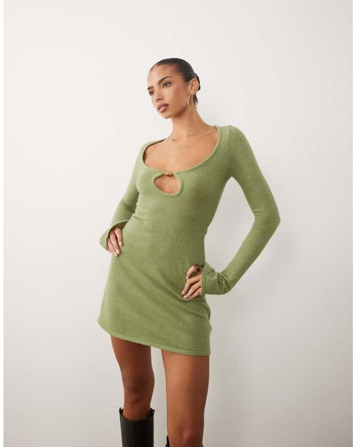 Motel Green Kodia Scoop Neck Shell Knit Mini Dress