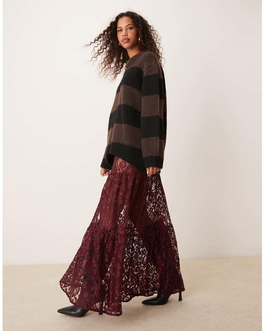 ASOS Brown Lace Tie Maxi Skirt