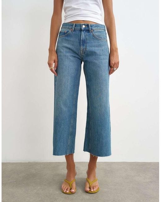 TOPSHOP Blue Awkward Crop Jeans