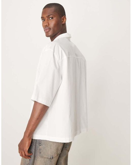 ASOS Oversized Overhemd Met Rechte Pasvorm En Geborduurd Logo in het White voor heren