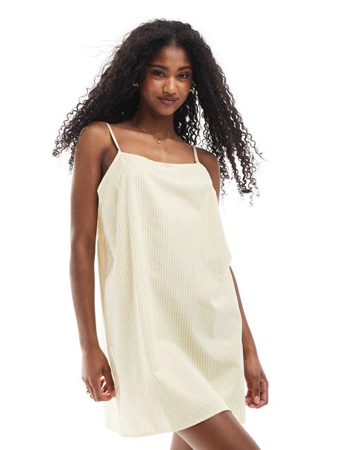 Robe courte trapèze d'ensemble à bretelles en popeline rayée - jaune ASOS en coloris Multicolor