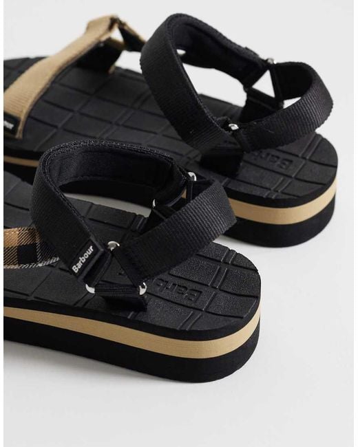 Barbour Black Mila Tartan Sandals