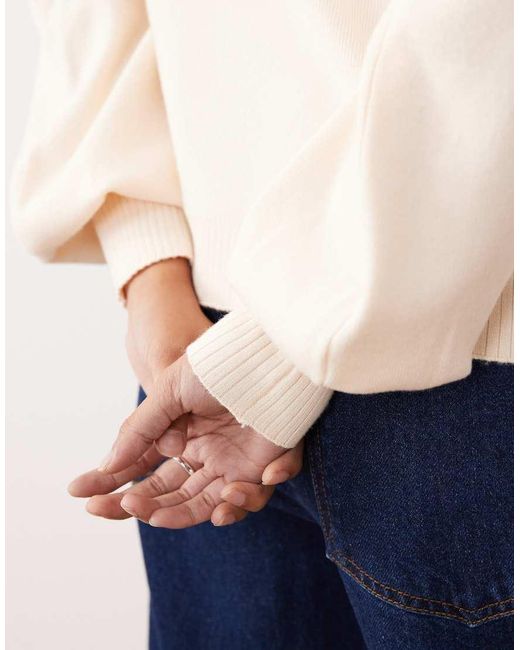 Threadbare Natural Off Shoulder Slouchy Sweatshirt