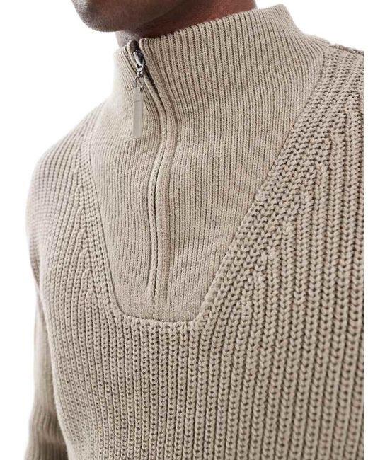 Jersey Color Visón Con Cremallera Corta De Punto Inglés De -Gris New Look de hombre de color Natural