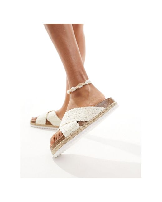 ASOS White Jessie Flatform Cross Strap Espadrille Sandals